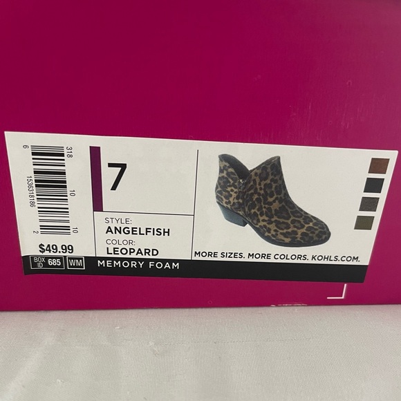 NEW Kohl’s SO Brand Ankle Women Bootie ANGELFISH Size 7 Leopard - Memory Foam - Picture 5 of 5